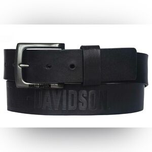 Harley-Davidson Black Vintage Race Leather Belt Antique Nickel Buckle SZ 32 NWT